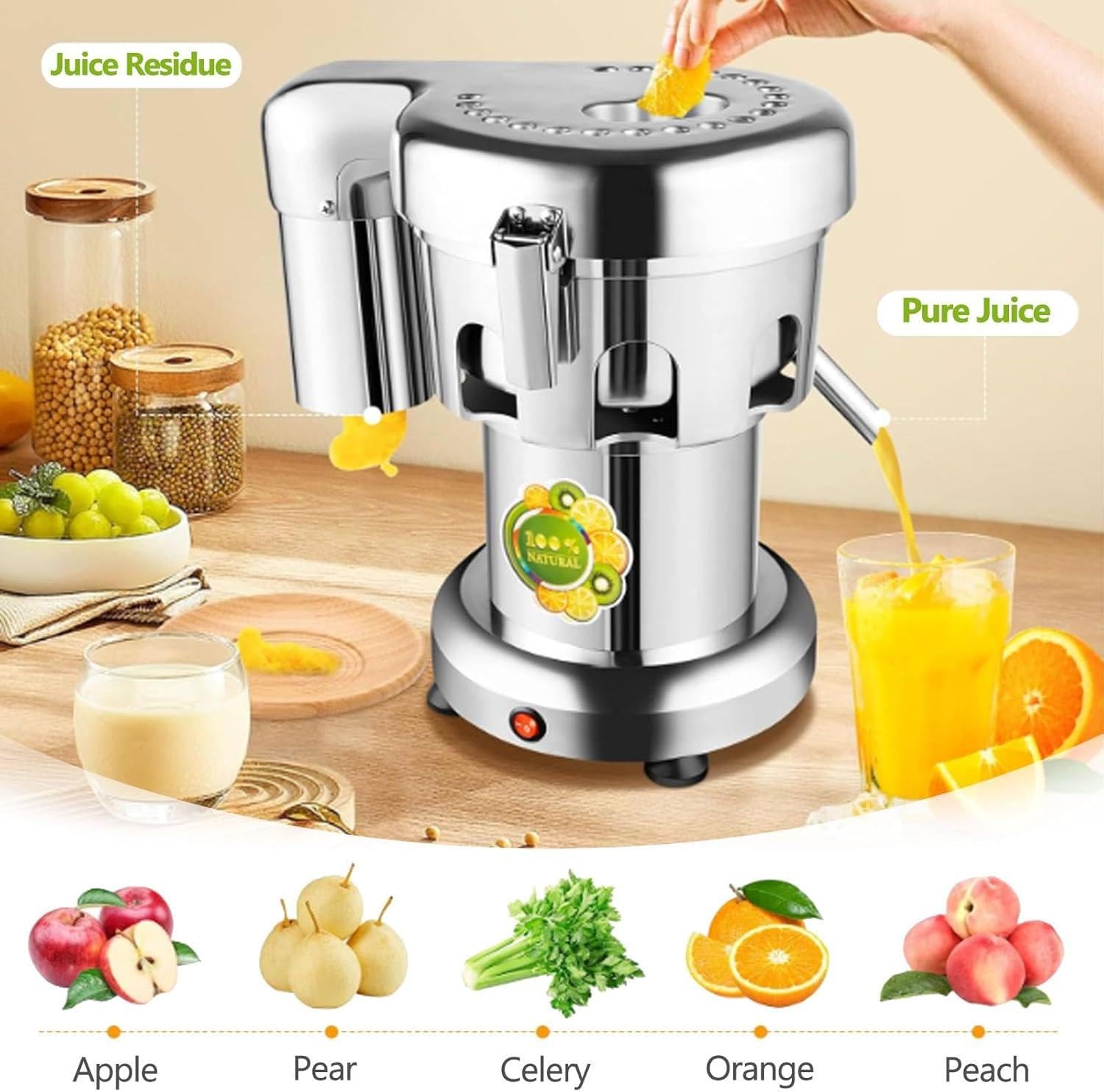 Estrattori di Succo Commerciali per Frutta e Verdura, centrifughe per succhi in Acciaio Inox ad Alta Resistenza per Frutta e Verdura
