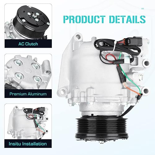Miniatura 2 de Compresor de CA con embrague de AC para Honda Civic 1.8L 2012 2013 2014 2015, compatible con Acura ILX 2.0L 2013 2014 2015, 16003527-101,