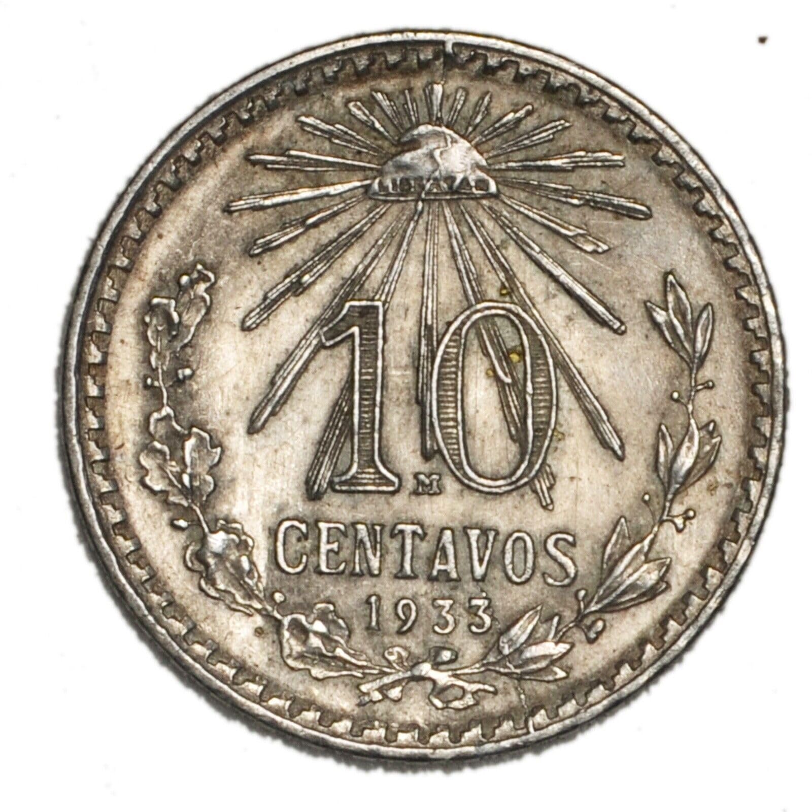 1925-1935 Mexican 10 Centavos Silver Libertad 