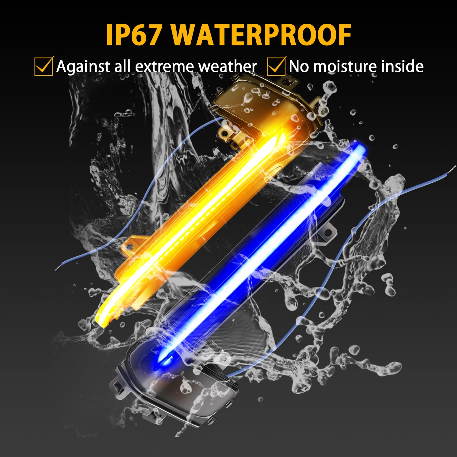 Indicatore di Direzione per Specchietti Retrovisori Laterali a LED Dynamic Side Maker Per Au-di A4 B8.5 A5 B8.5 S5 A3 8P B8.5 RS3 RS4 RS5, Lampada LED Indicatore Specchio,Blu e Giallo,2 Pezzi