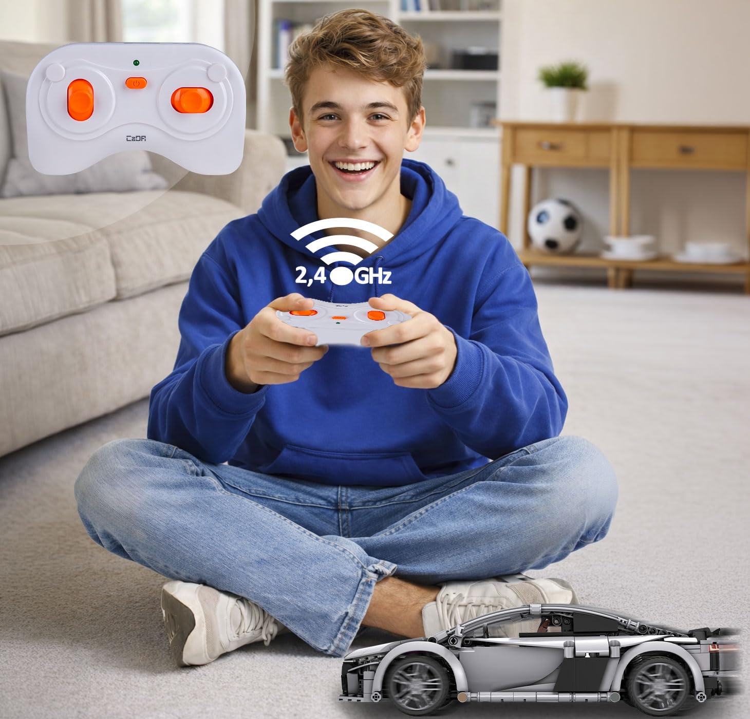 JAMARA 402898 CADA Audi R8 Coupé 1:14, 2,4GHz Bricks, Spielzeugauto Modellauto, Rennwagen Sportwagen für Kinder ab 6 Jahre, RC Ferngesteuert, Geschenkidee, Dualmodus, Detailgetreu