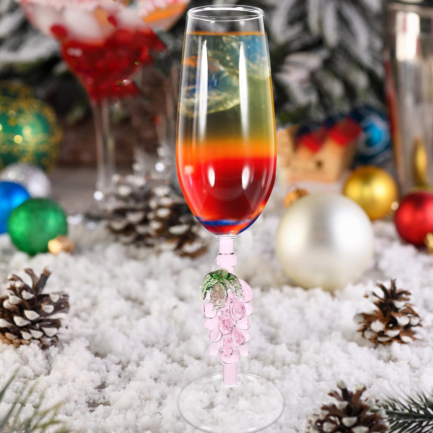 CHILDWEET Party Wine Glasses Set, Delicate Glass Goblets with Stem, Romantic Grape Design, Glass Wine Flutes for Wedding and Celebration Use