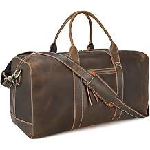 Polare Leather Duffle Weekend Travel Bag For Men With Full Grain Cowhide Leather 23.2 Duffel Bag Large-Brown23.2" Updated Version