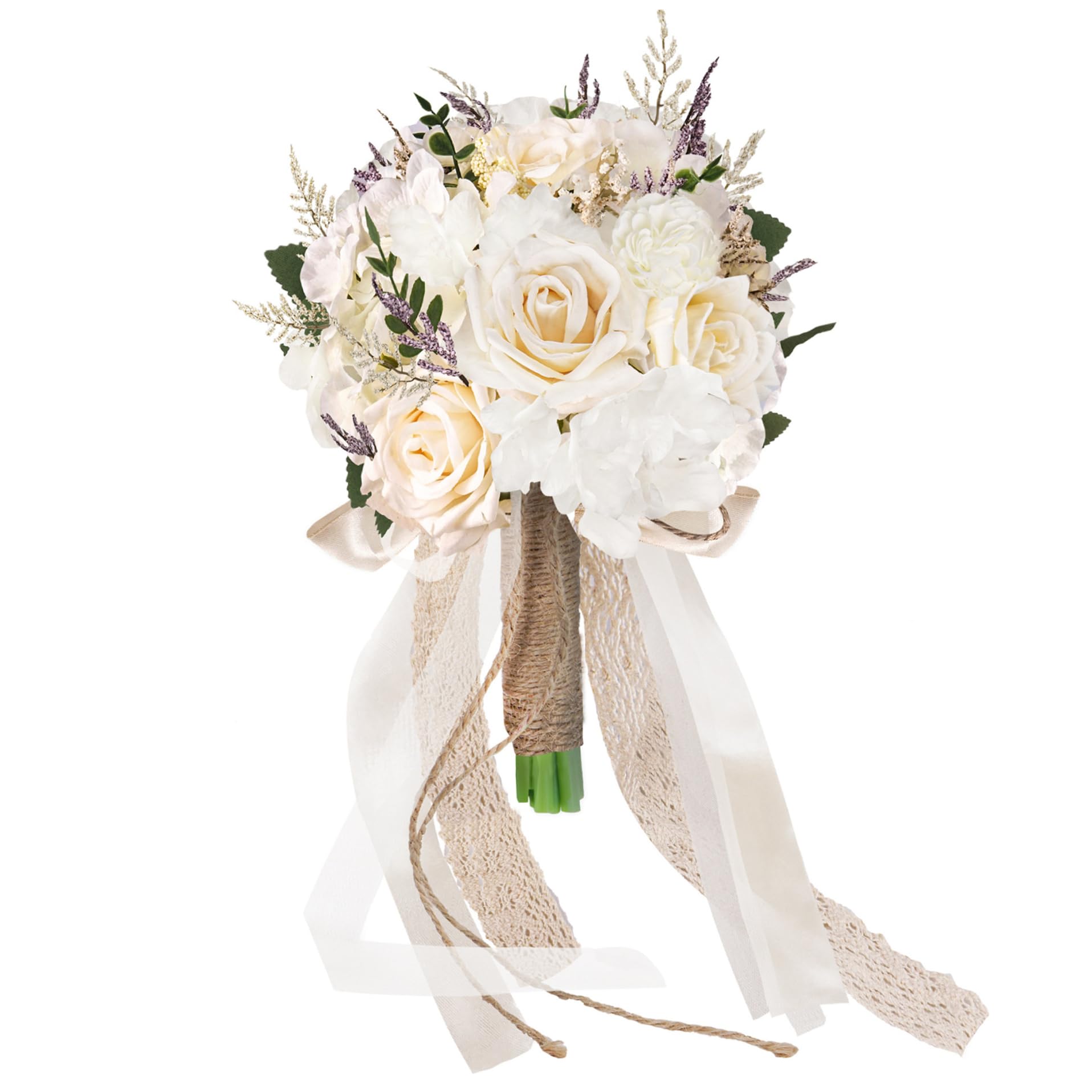 Uanqfegy Wedding Bridal Bouquet - Throw Toss Artificial Rose Wedding Bouquet, White Champagne for Bride
