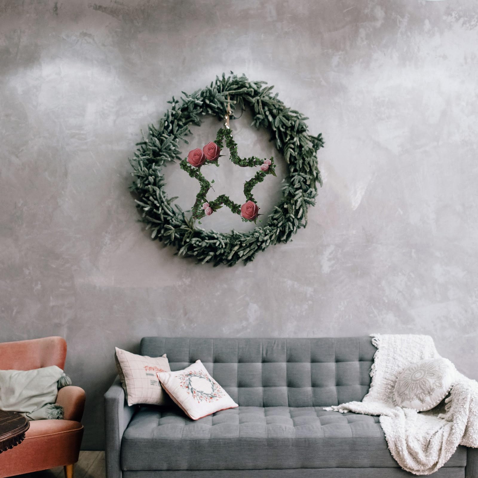 9 Pezzi Base Ghirlanda Natalizia a Stella in Rattan per Decorazioni