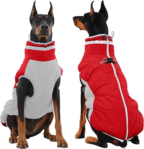Miniatura 32 de Chaqueta de invierno para perro, acogedora y reflectante, impermeable, resistente al viento, cálida prenda para mascotas, cómoda ropa de forro polar