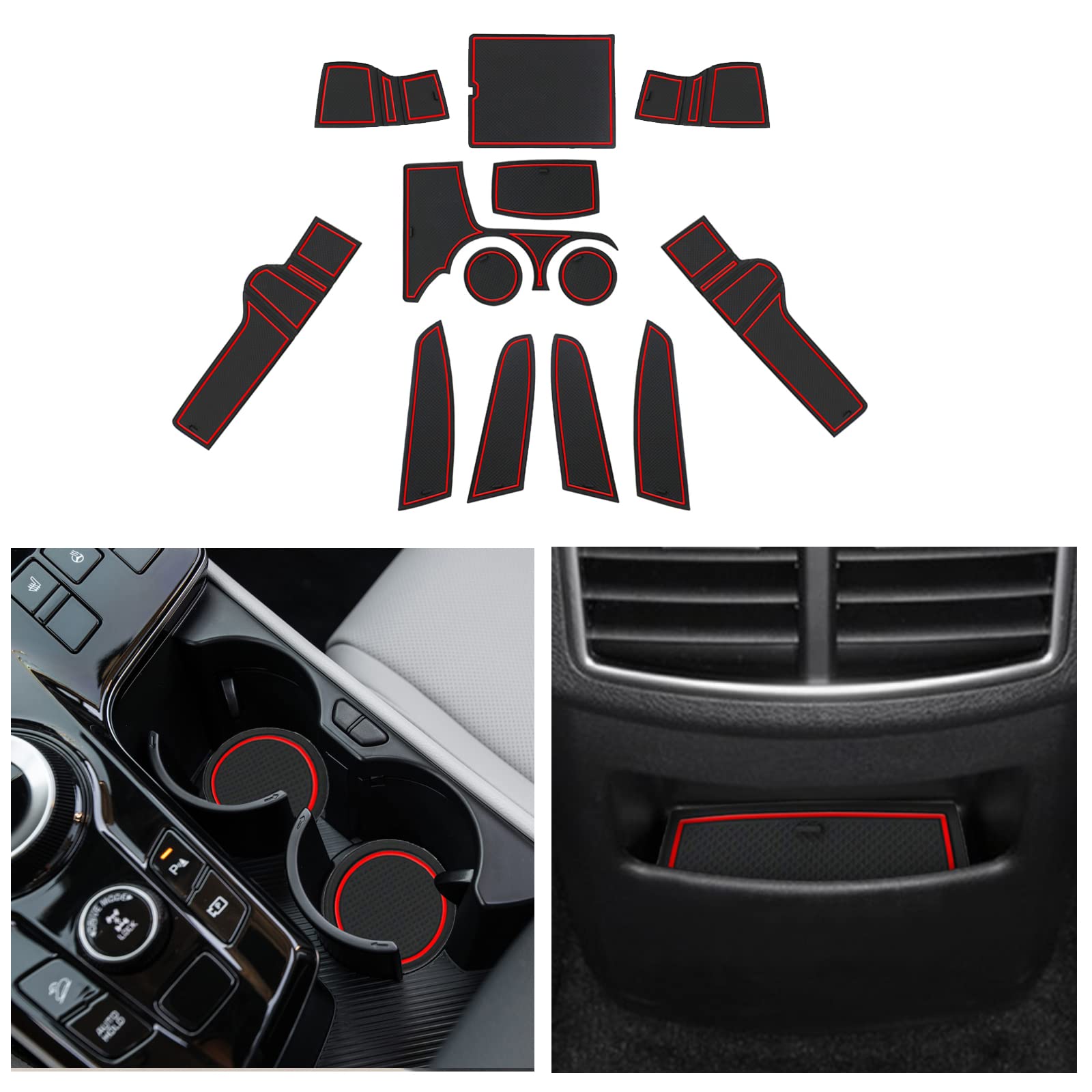 CDEFG Custom Fit for 2023 K*ia Sportage NQ5 Cup Door Slot Mat Center Console Pocket Liner Mats 5th Generation Sportage Accessories Console Cup Holder Inserts Coaster Pad Anti Slip Rubber Mats, 14PCS