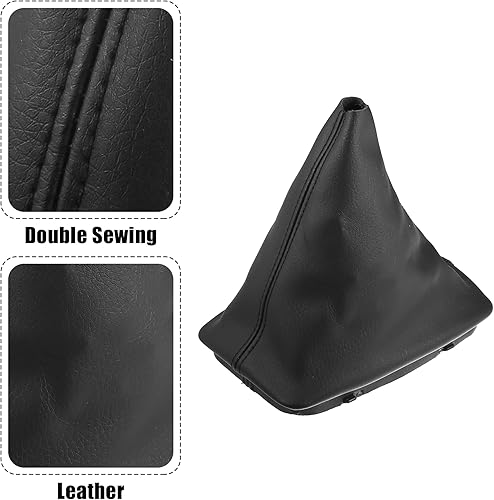 Miniatura 4 de X AUTOHAUX Cubierta de la bota del cambio de coche, pomo de palanca de cambios, polaina de freno de mano, funda de piel sintética para Mercedes-Benz