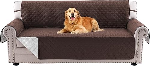 Miniatura 24 de PrinceDeco Funda de sofá reversible lavable para sofá de 2 plazas, protector de muebles con correas elásticas para mascotas, niños, perros y gatos