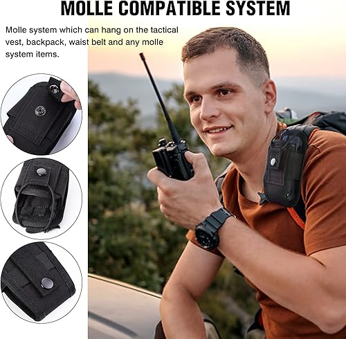 Miniatura 4 de abcGoodefg Molle Radio Holder Walkie Talkie Funda para Deber Cinturón Radio Holster Tactical Caza Intercomunicador Bolsa