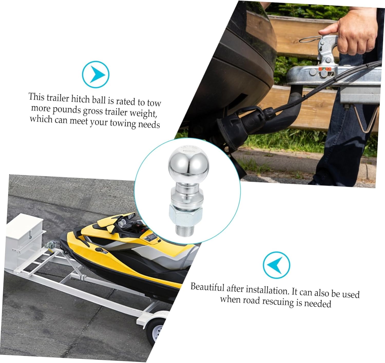 5000pounds Trailer Ball Joint Accessories Replacement Tow Ball Hitch for Trucks