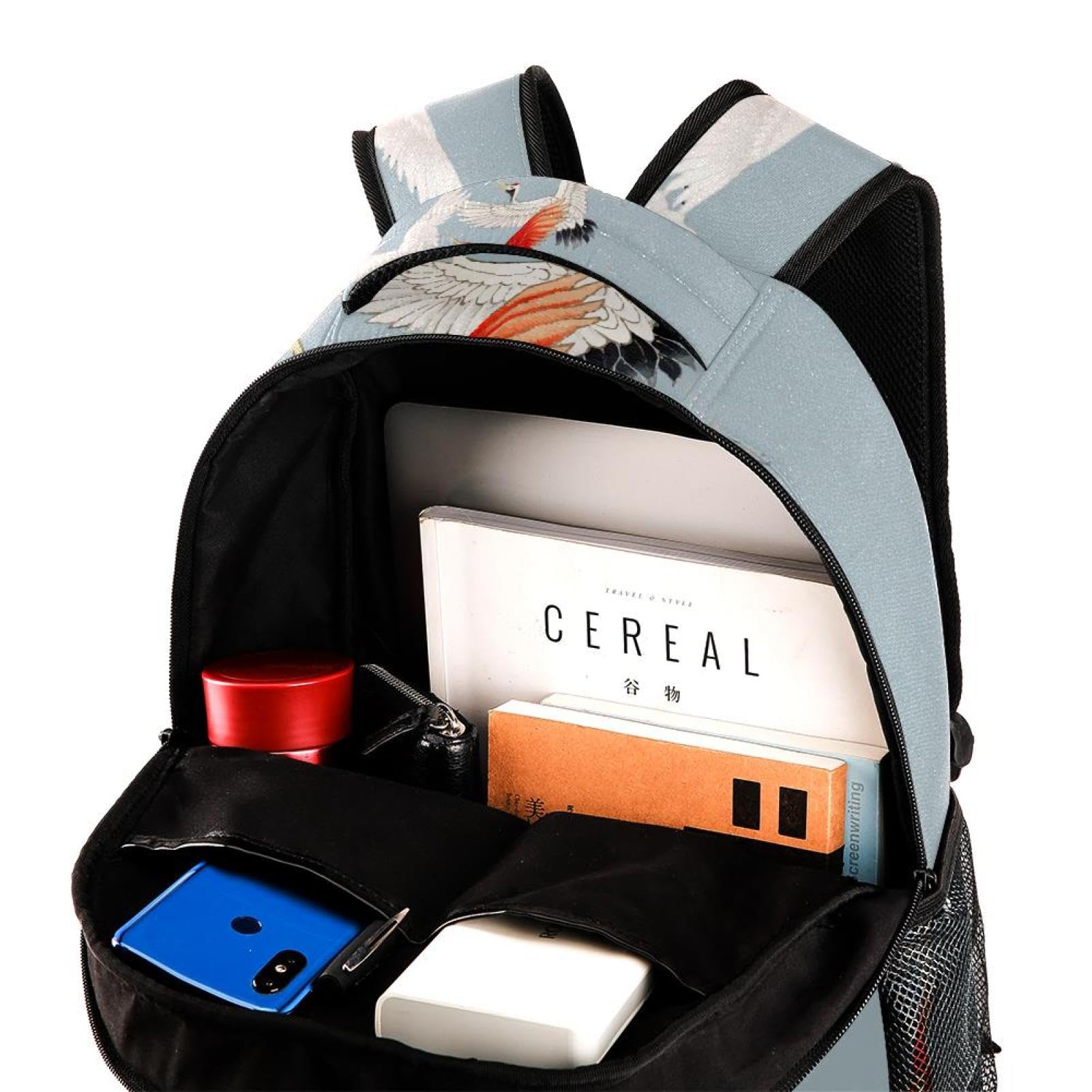 Zaino scolastico per uomini e donne, borsa da viaggio per computer portatile con gru volanti, zaino leggero per università, zaino casual per libri