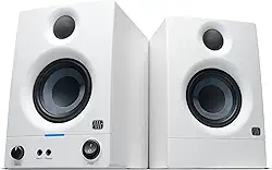 PreSonus Monitores de estúdio Eris 3.5 (brancos), par — alto-falantes de estante alimentados por 8,9 cm, estéreo, computador de mesa, produção de música de campo próximo, gravação de mixagem de áudio