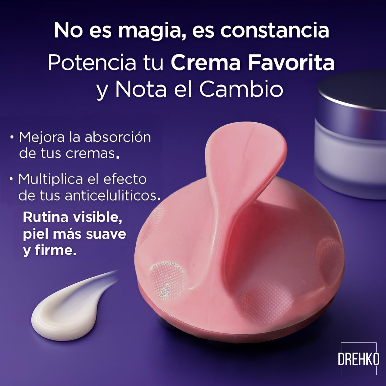 Masajeador Anticelulítico Manual con 7 Rodillos de Acero Inoxidable 360° | Piernas, Muslos, Glúteos, Abdomen y Brazos | Ideal para Aplicar Cremas Reafirmantes y Anticelulíticas (AZUL) (Rosa)
