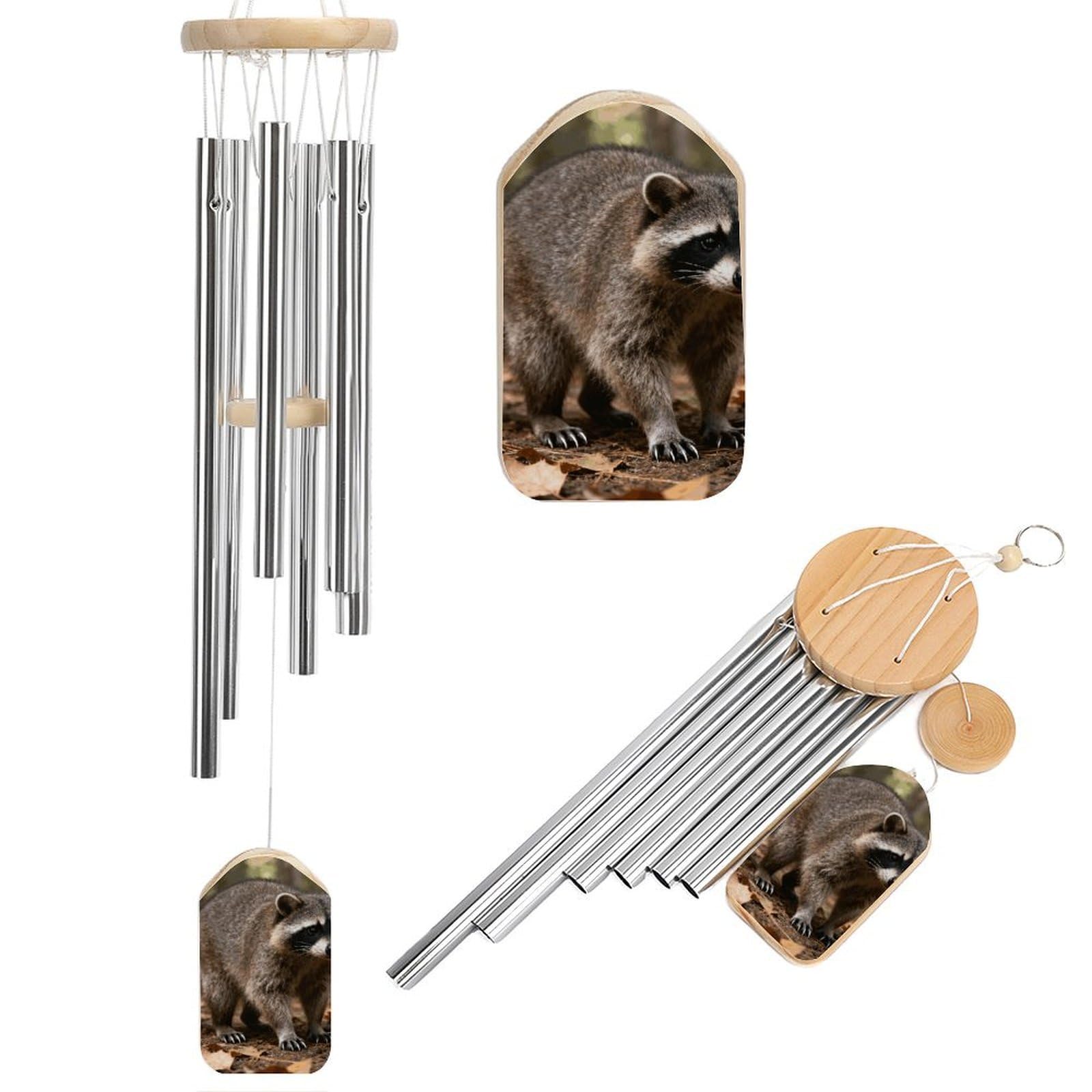 Campanas de viento de mapache elegantes con 6 tubos afinados para decoración exterior de jardín