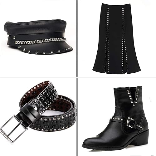 Miniatura 5 de 360 juegos de remaches de cuero, 3 tamaños, remaches tubulares de metal con 4 herramientas de ajuste para manualidades de cuero, ropa, zapatos,