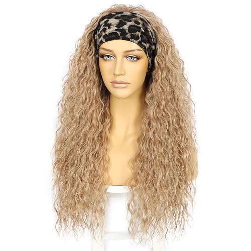 Miniatura 5 de Peluca de diadema marrón claro, pelucas sueltas y rizadas para mujeres negras, peluca sintética rizada con diadema natural, sin pegamento, peluca de
