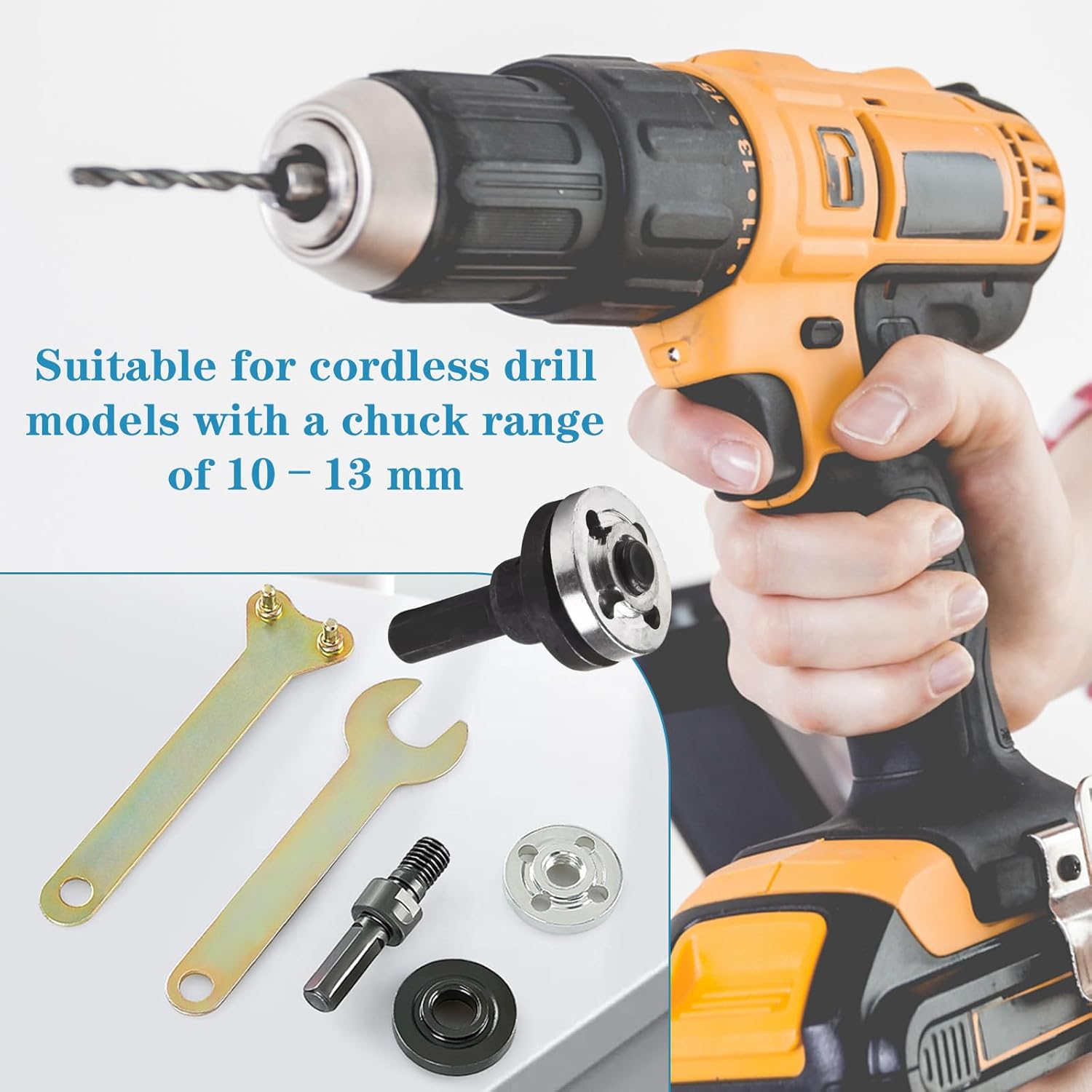 Angle Grinder Attachments Set, Electric Drill Angle Grinder Connecting Rod Set, Conversion Angles Grinding Adapter Connecting Rod Kit for Electric Drill for 10 to 13 mm (5 pcs)