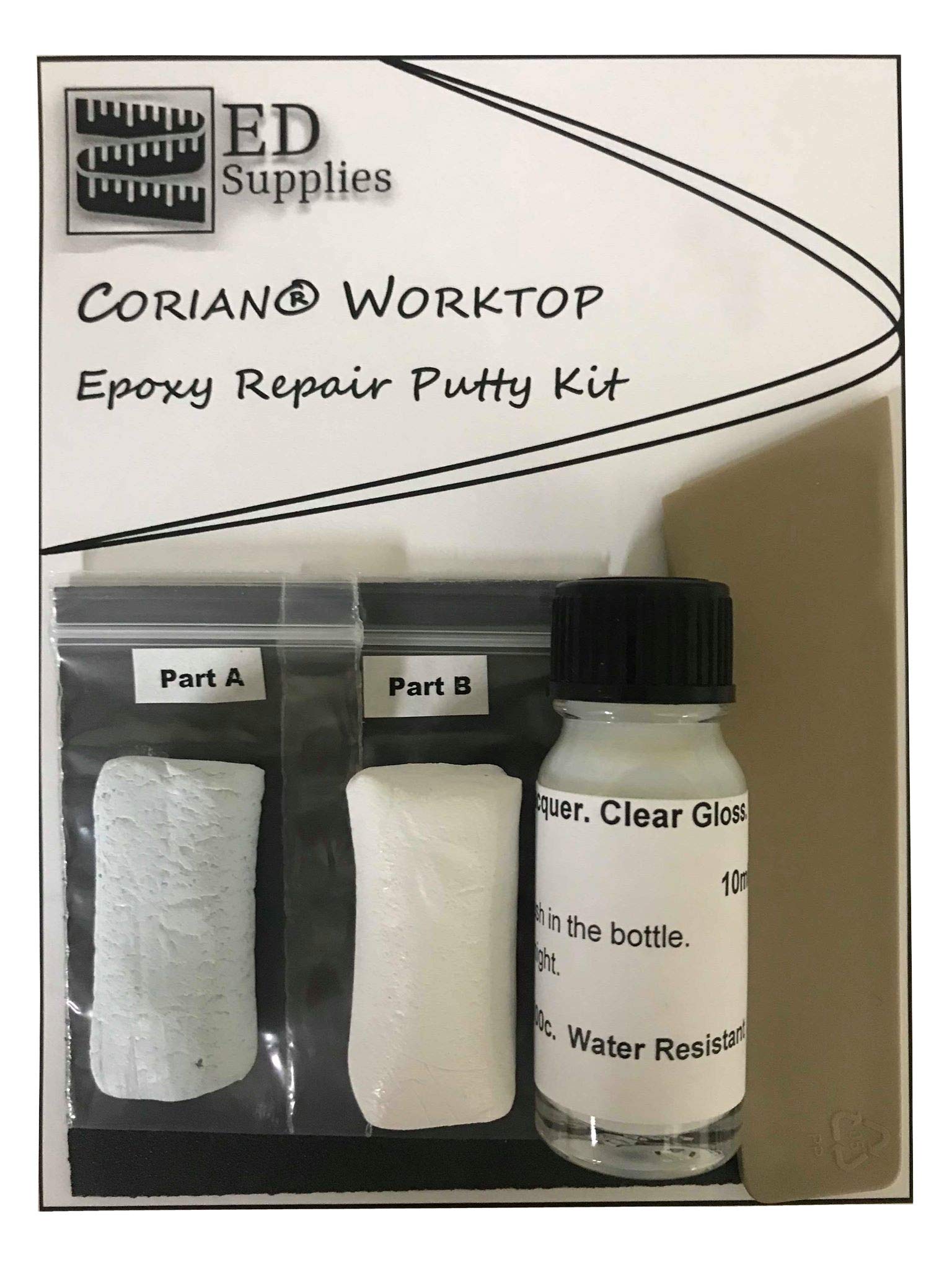 Corian® Worktop Epoxy Repair Putty Kit - Repairs Chips, Cracks & Defects. (Light Grey)