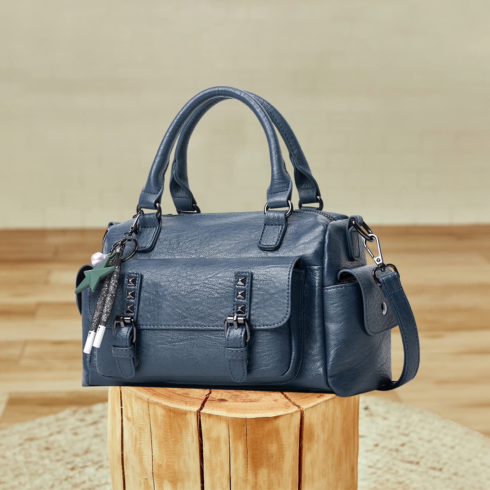 NICOLE & DORIS Sac Bandoulière Femme Sac a Main Cuir Souple Sacs Portés Epaule Rétro Sacoche Messenger Sac Crossbody Femme Sac Fourre Tout Poches Multiples