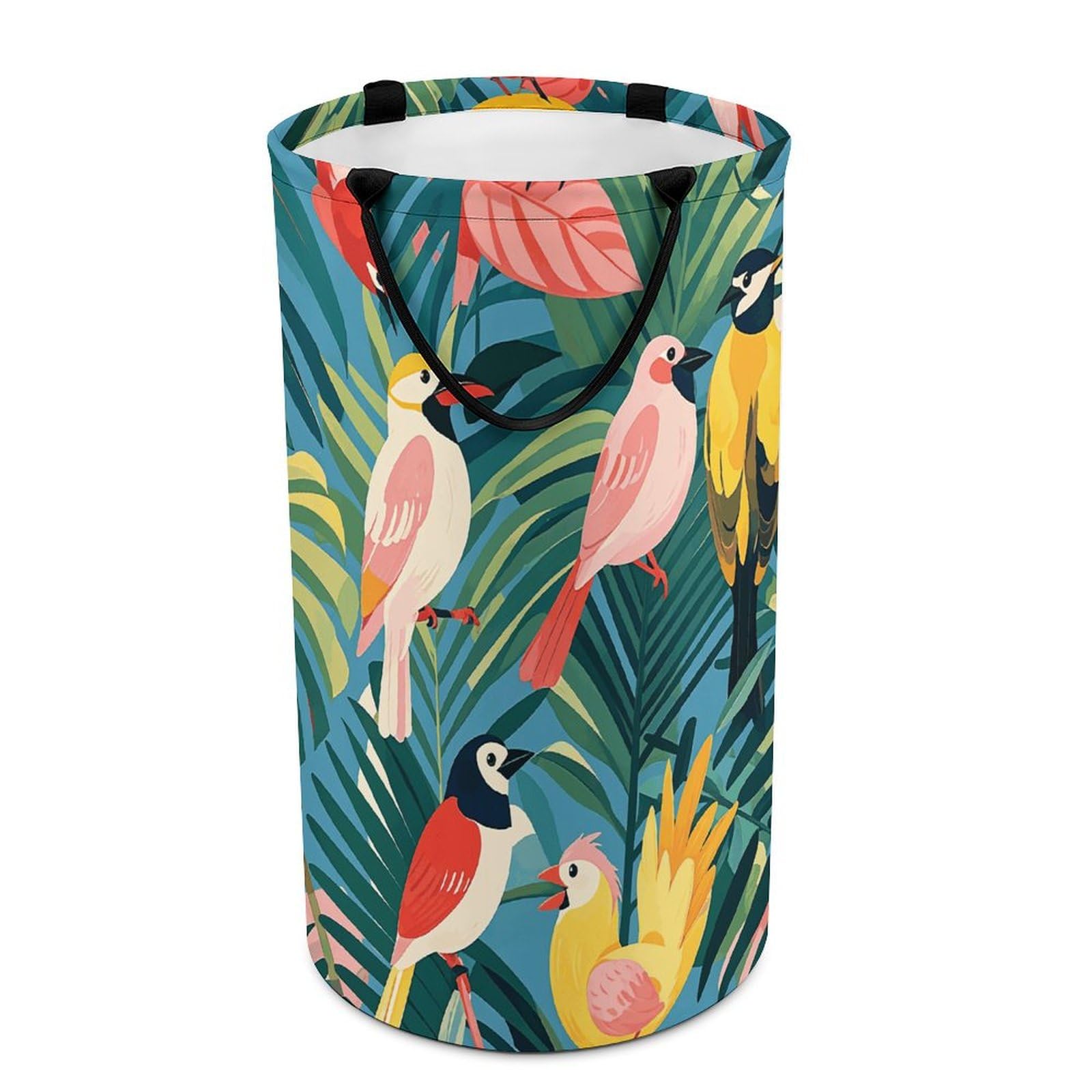 Grand panier à linge pliable oiseaux exotiques, le rangement imperméable et déco pour la famille