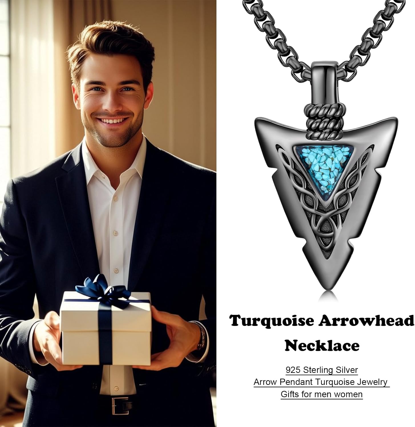 Arrowhead Necklace 925 Sterling Silver Arrow Pendant Necklace Jewelry Gifts for Men Women - Image 7