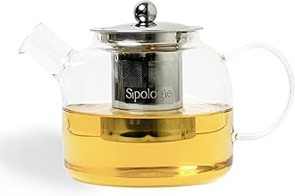 Sipologie Inspire Glass Tea Pot with Infuser I Loose Leaf Tea Maker Kettle I Stovetop Safe Heat Resistant Borosilicate Glass Teapot with Fine Mesh Stainless-Steel Infuser and Lid, 900ml