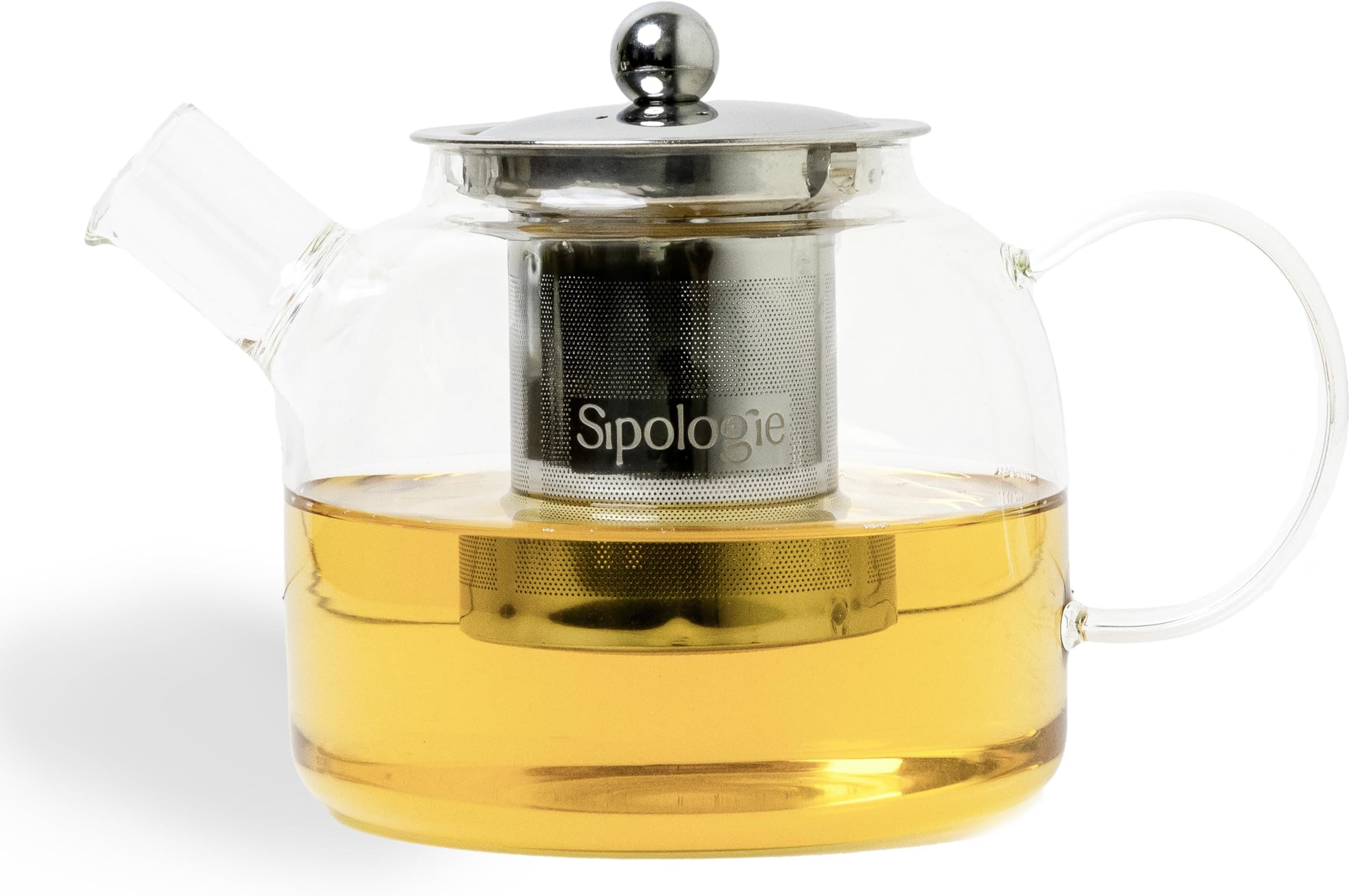 Sipologie Inspire Glass Tea Pot with Infuser I Loose Leaf Tea Maker Kettle I Stovetop Safe Heat Resistant Borosilicate Glass Teapot with Fine Mesh Stainless-Steel Infuser and Lid, 900ml