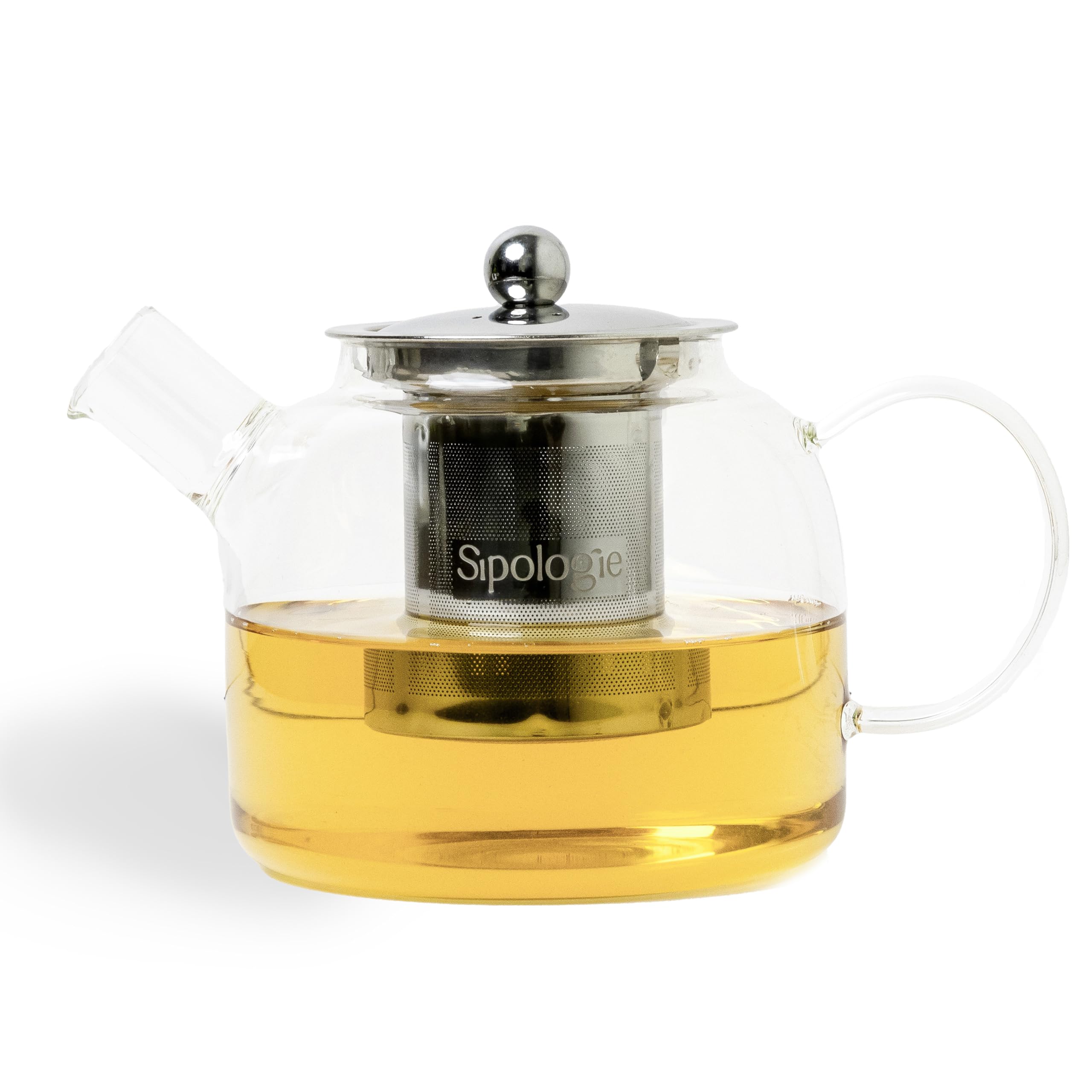 Sipologie Inspire Glass Tea Pot with Infuser I Loose Leaf Tea Maker Kettle I Stovetop Safe Heat Resistant Borosilicate Glass Teapot with Fine Mesh Stainless-Steel Infuser and Lid, 900ml