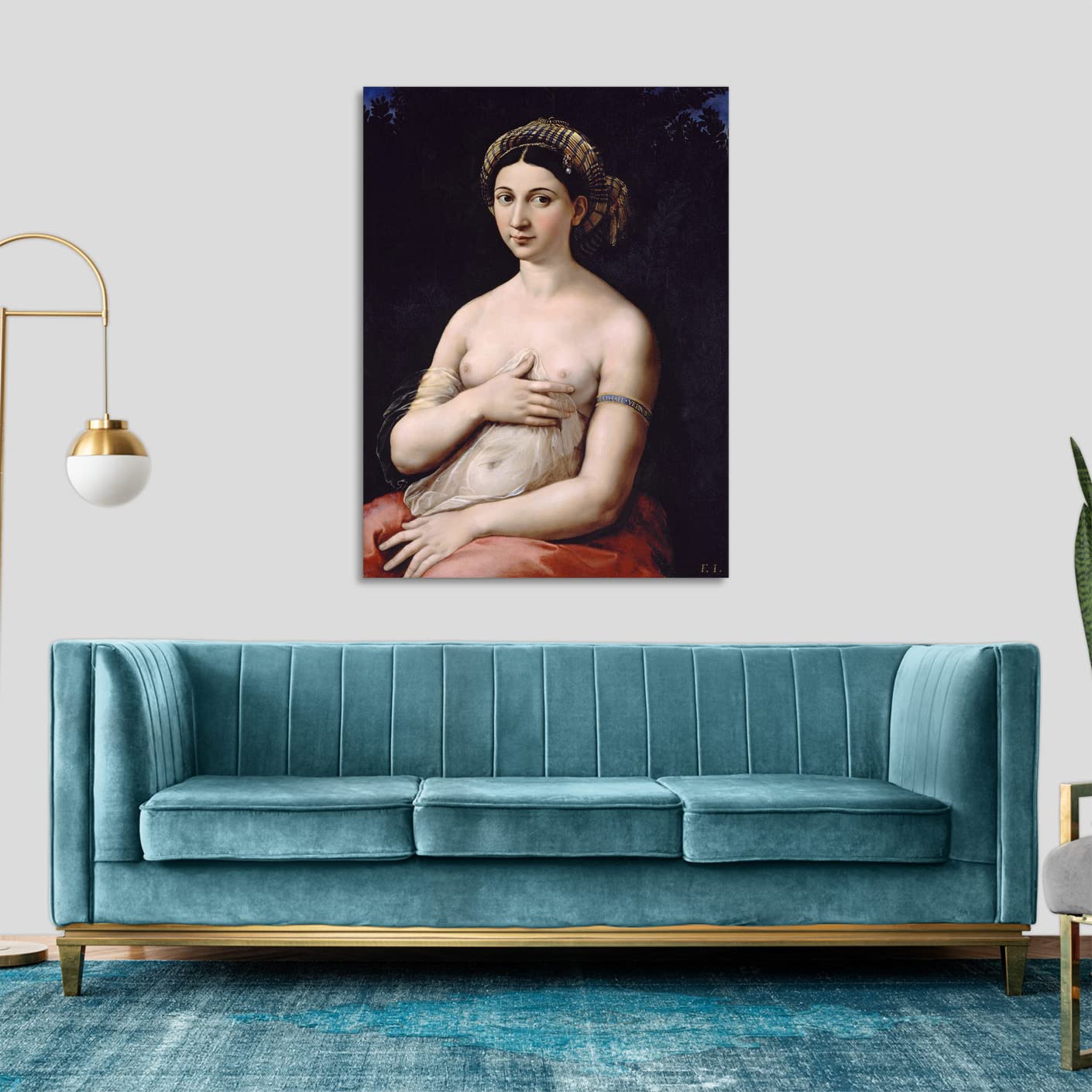 LuxHomeDecor Raffaello Sanzio - La Fornarina Quadro Stampa su Tela con Telaio in Legno misura 100x75 cm