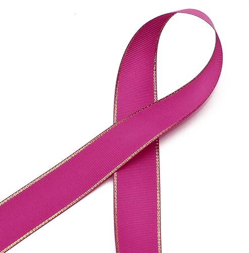 Miniatura 3 de David accessories Rollo de cinta de grogrén sólido de 25 yardas y 1 pulgada con bordes dorados para envolver regalos, manualidades, hacer lazos para