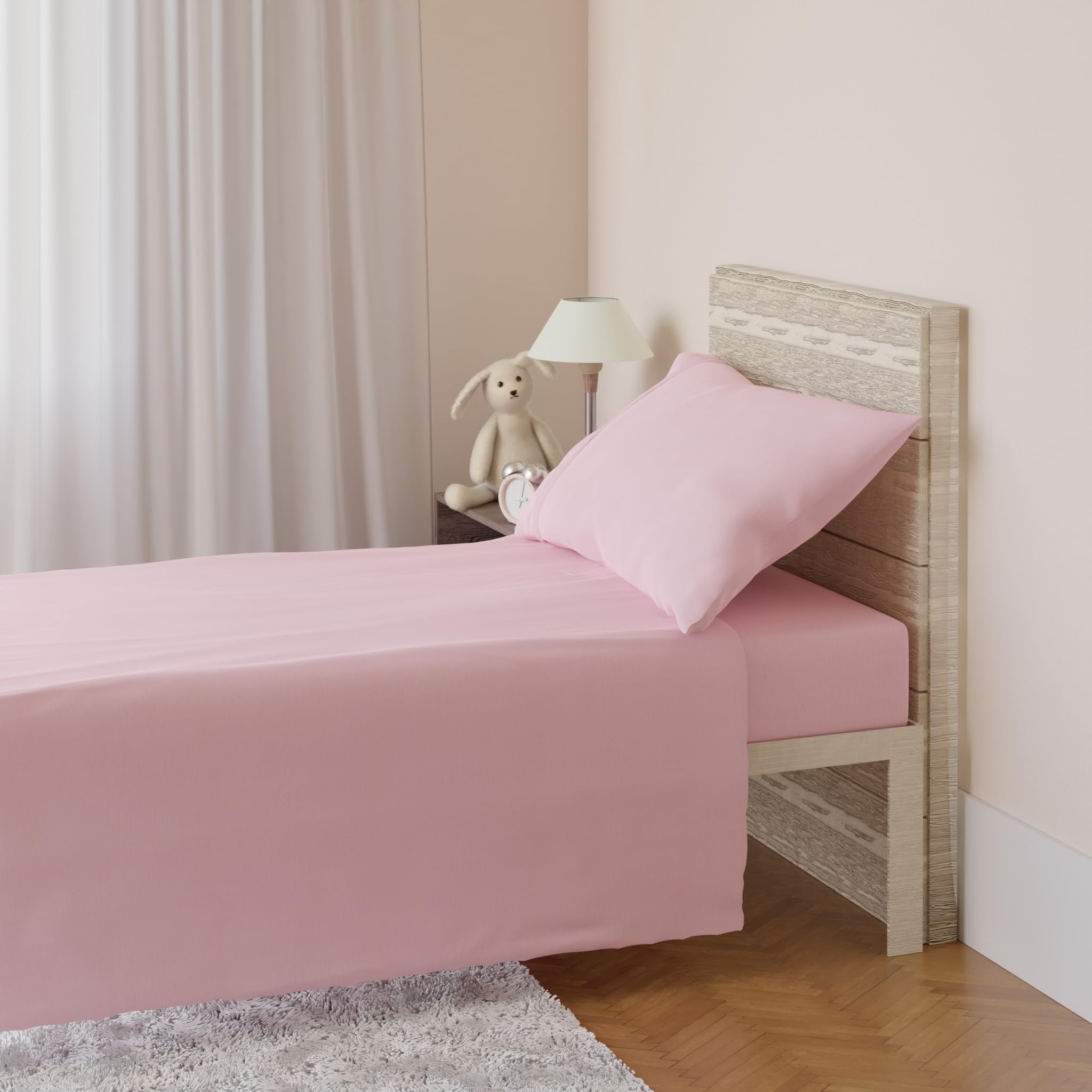 Photo 1 of **NOT A COMPLETE SET**3 FLAT SHEETS**
Amazon Basics 100% Cotton Jersey 3-Piece Toddler Sheet Set, Super Soft, Breathable - includes a Flat Sheet, Pink