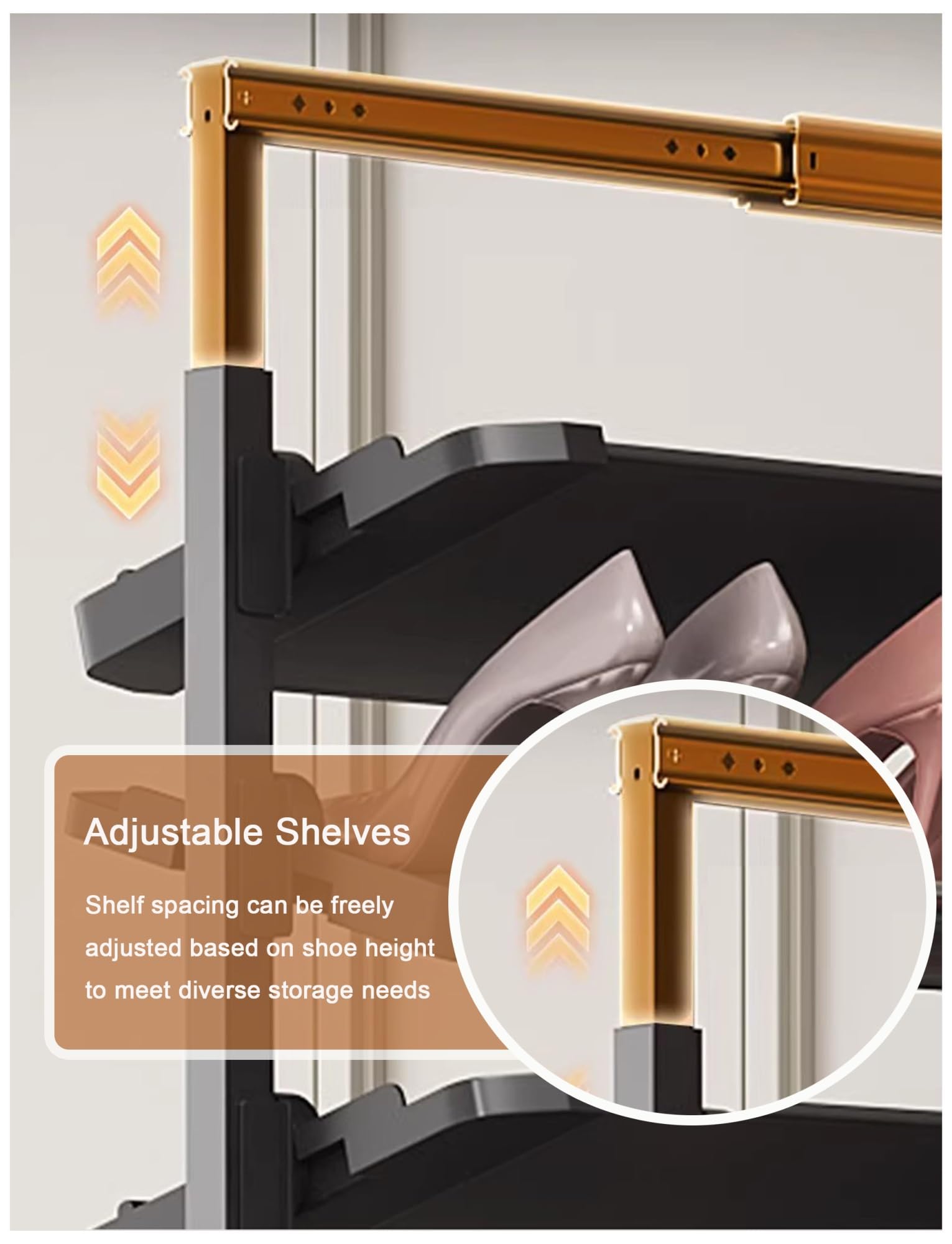 Zapatero extensible de 7 niveles, organizador de zapatos extraíble con base antideslizante, solución de almacenamiento que ahorra espacio para 50 cm de profundidad, perfecto para el hogar y el armario