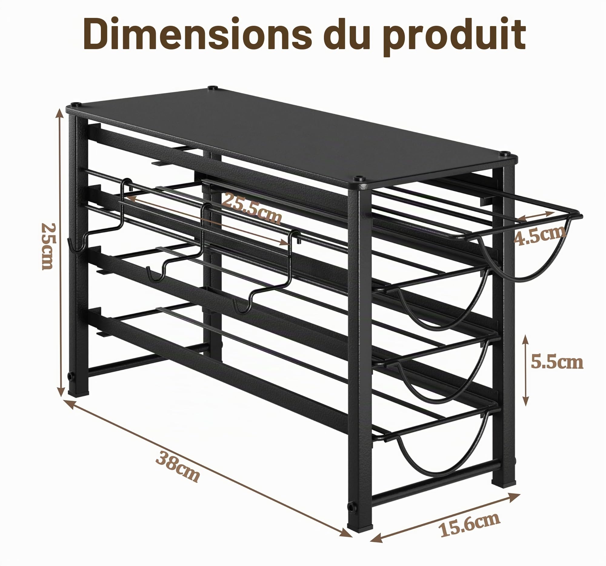 Rangement pour capsules Dolce Gusto 56 capsules de café, 4 tiroirs en métal silencieux avec pieds antidérapants, adapté pour la cuisine et le bureau