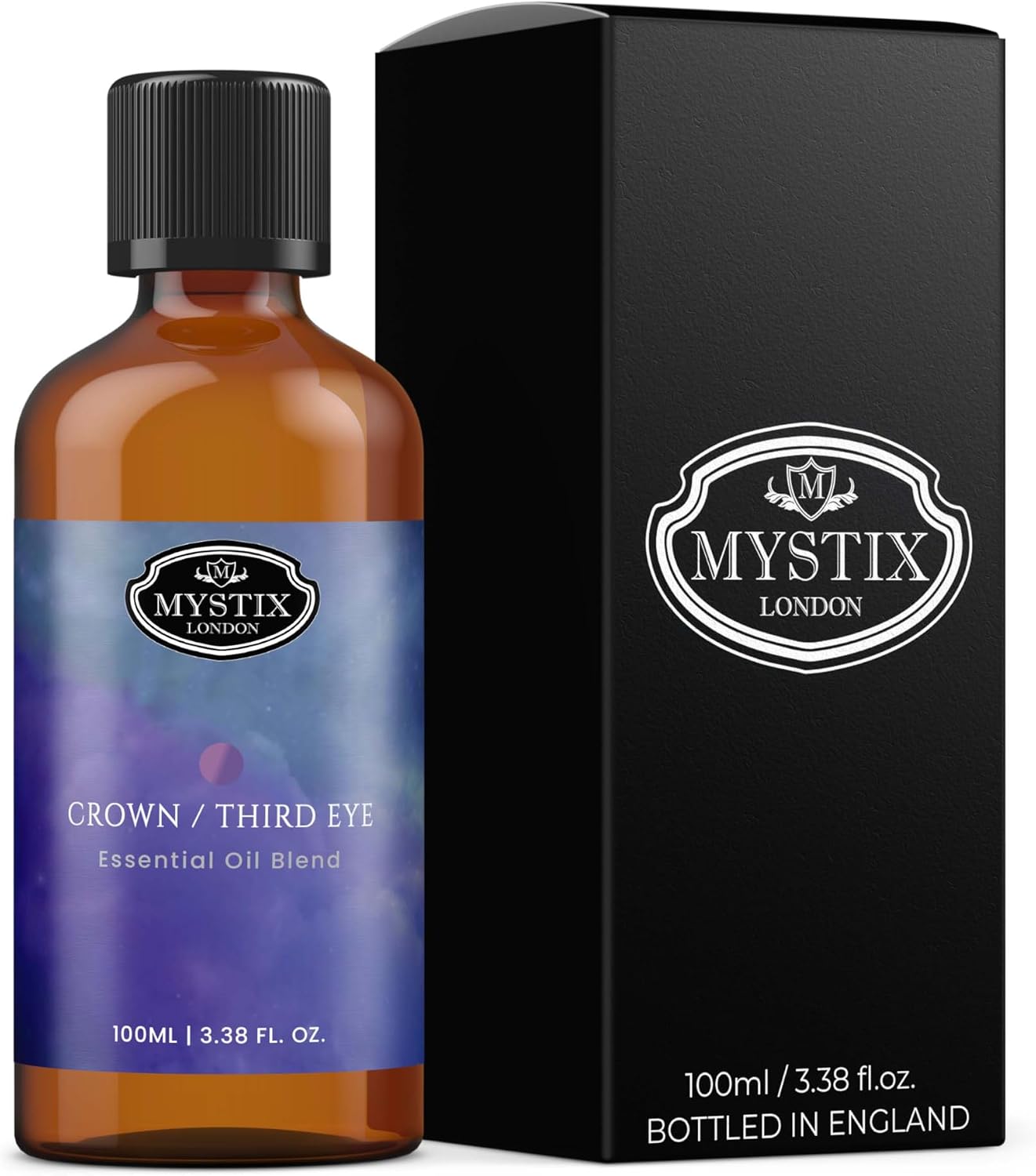 Mystix London | Crown & Third Eye Chakra Essential Oil Blend 10ml | Floral, Woody & Resinous Aroma with Frankincense & Lavender | Calming Home Fragrance