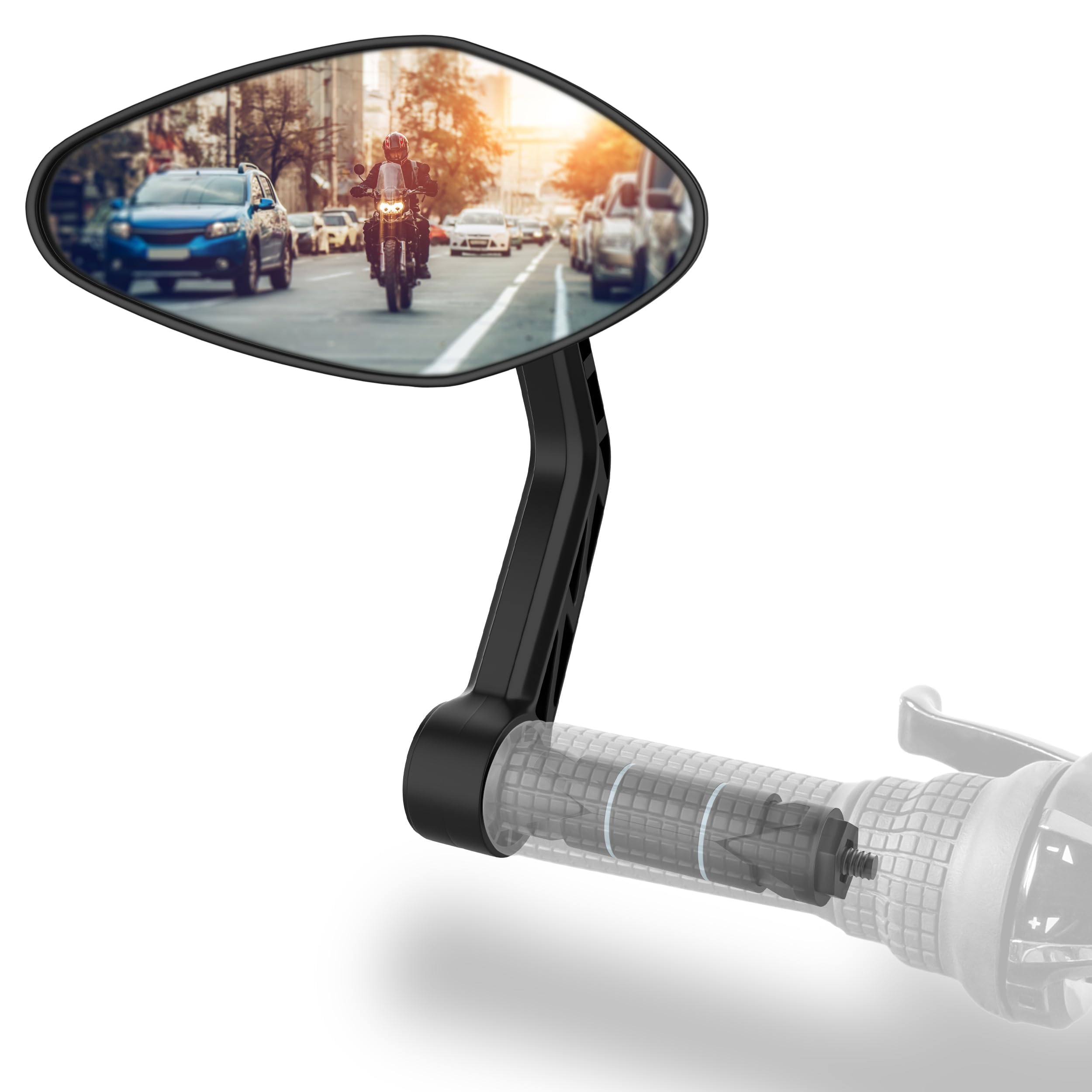 Xcelenze - Fahrradspiegel extra große Spiegelfläche |schlagfestes Echtglas| Fahrradspiegel für Lenker ebike | Rückspiegel Fahrrad Spiegel für e-bike Fahrradrückspiegel (links Lenkerende RM13e)