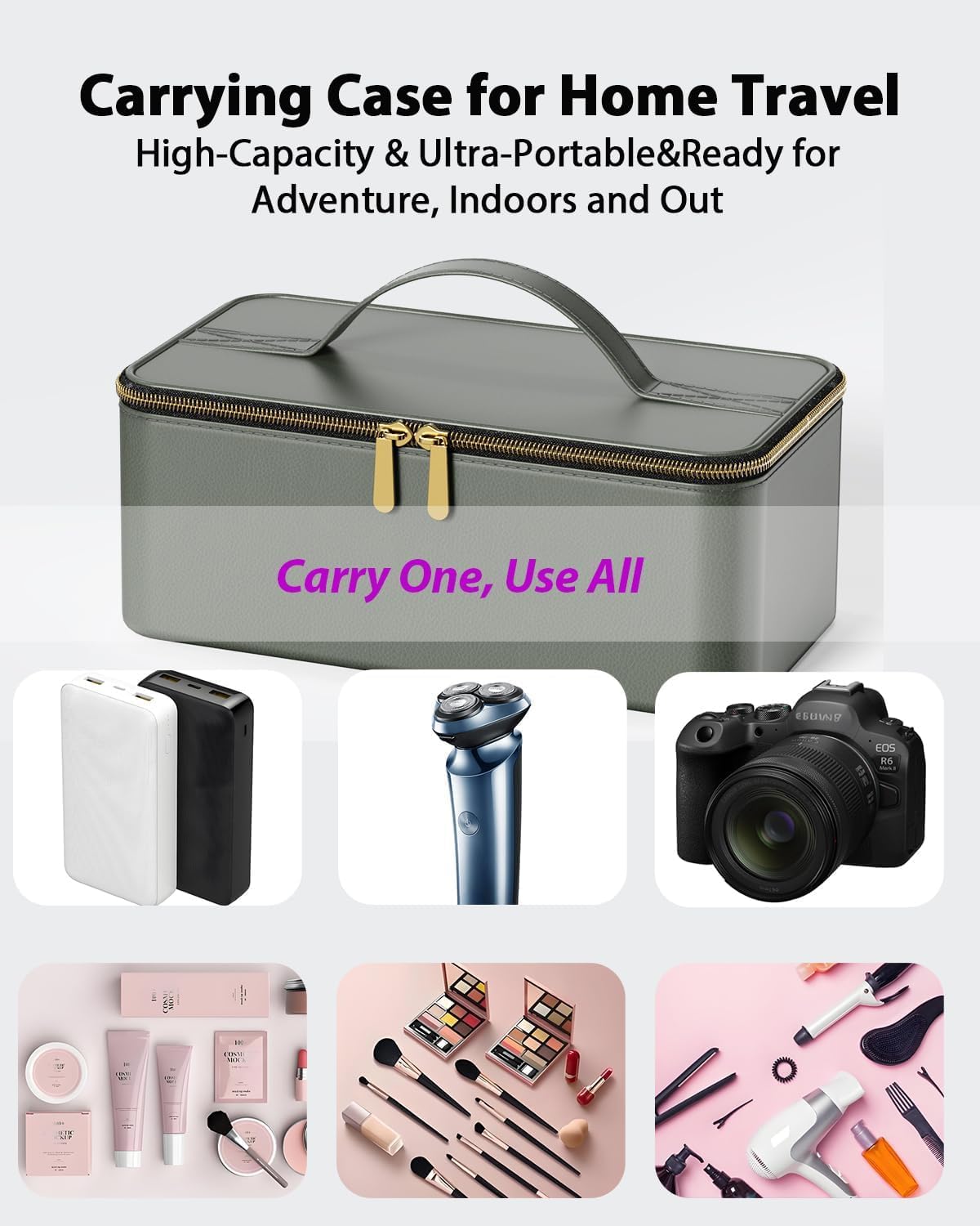2026 Hair Dryer with Carry Case, 2 Min Fast Drying l 160000 RPM Professional High-Speed Ionic Blow Dryer 200 Millions Negative Ionic l 3 Speeds&3 Teamps, Low Noise Hairdryer with Diffuser Nozzle, Gray