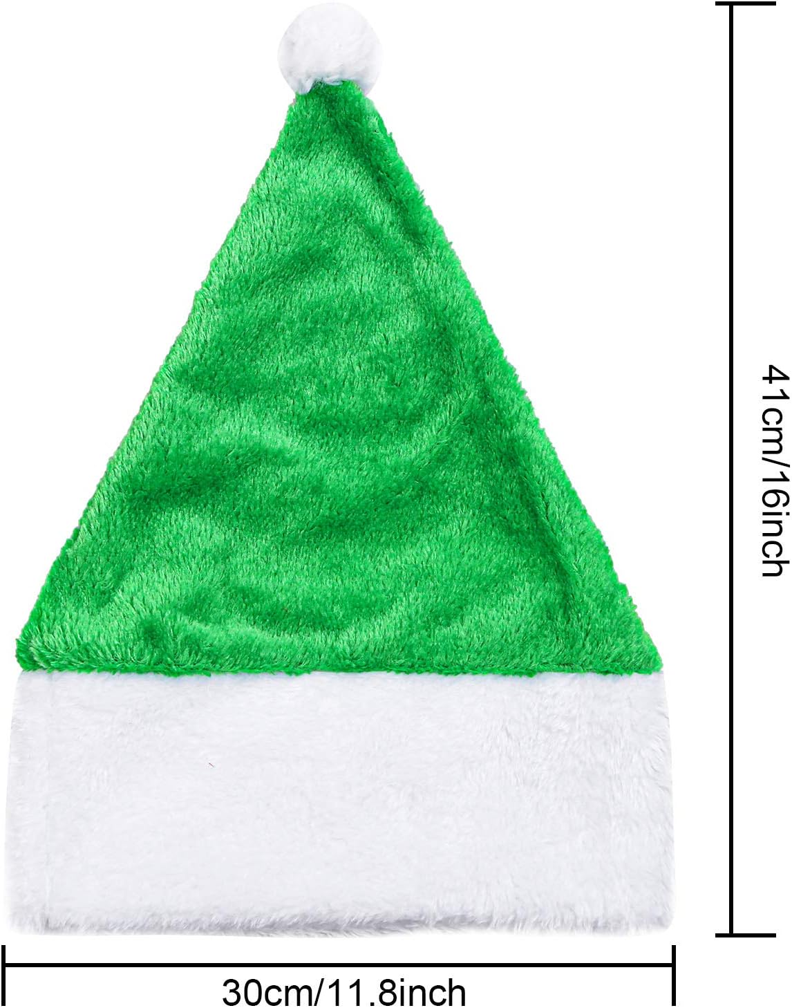 Aneco 6 Pack Christmas Santa Hat Short Plush and White Cuffs Xmas Party Supplies