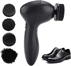 24x7 eMall 4 In 1 Electric Hand Shoe Polishing Kit, Handheld Shoe Polisher Brush Shoe Shiner Dust Cleaner With 4 Brush Heads, Portable, Shoes, Bags, Travel., Black