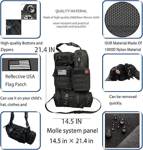 Miniatura 4 de Paquete de 6 organizadores tácticos Molle para respaldo de asiento de automóvil, panel táctico para vehículo con 5 bolsas Molle desmontables para