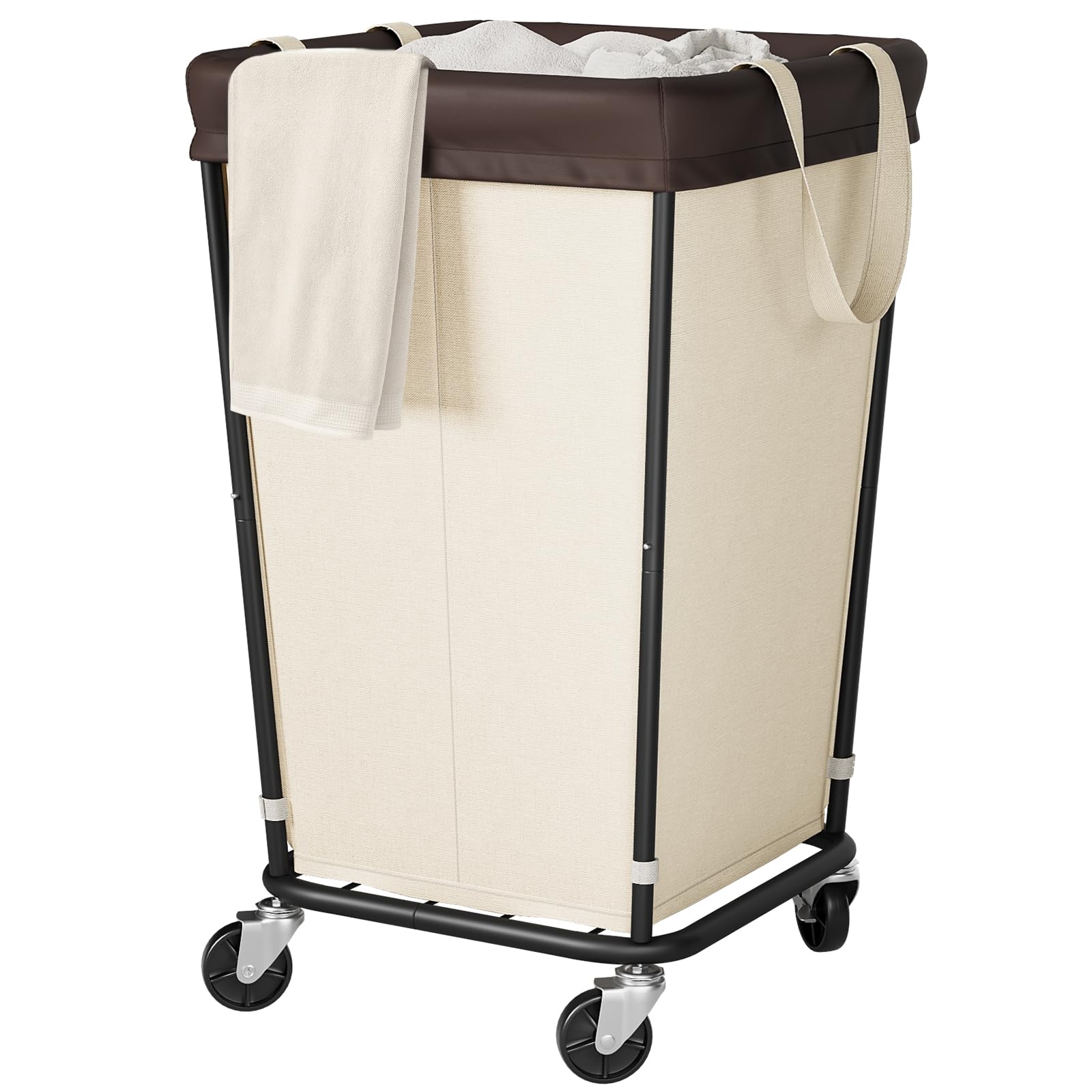 160L Laundry Basket with Wheels, 2-Section Rolling Hamper for Laundry, Large Laundry Hamper with Wheels, Rolling Laundry Basket Clothes Hamper for Home, Bathrooms and Dorm(Beige)