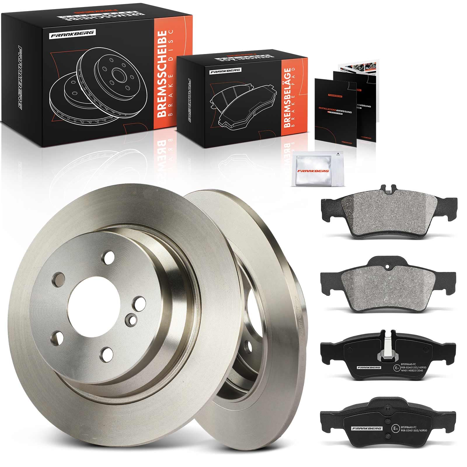 Frankberg Bremsensatz inkl. 2x Bremsscheiben + 4x Bremsbeläge Hinten Kompatibel mit E-Klasse W211 E-Klasse T-Model S211 Replace# A4420442067,A2114230712