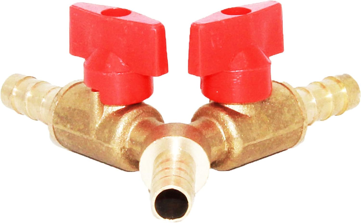 Joywayus 5/16" Y-Shaped 3-Way Brass Hose Barb Ball Valve Fitting with Dual Shut-Off Switches