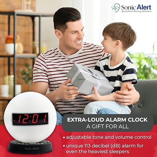 Miniatura 5 de Sonic Alert Glow Soft White Night Light Alarm Clock - Loud & Compact Alarm Clock for Bedroom - Battery Backup & Full Range Dimmer - Easy to Set