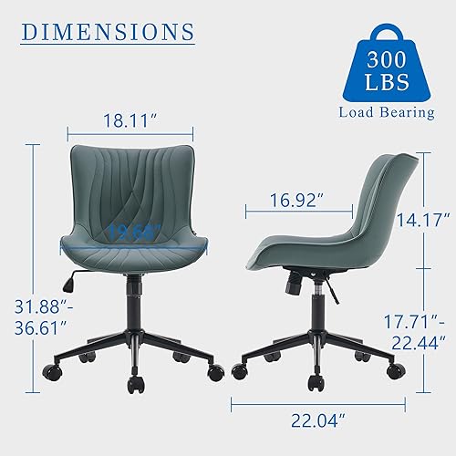 Miniatura 2 de YOUNIKE Silla de oficina, silla de escritorio sin brazos con ruedas, sillas de trabajo para computadora de oficina en casa, moderna silla acolchada