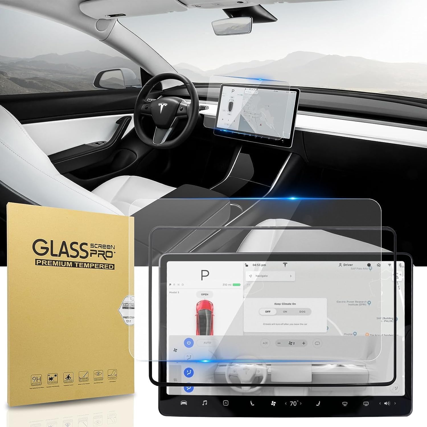 SHOFOYOC Tempered Glass Screen Protector for Tesla Model 3