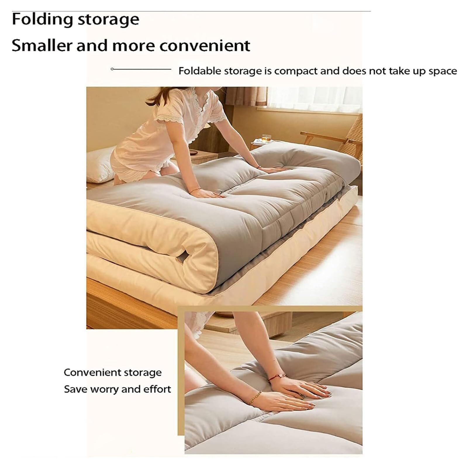 Materasso futon giapponese spesso, extra soffice, tatami, tappetino per dormire pieghevole, morbido, traspirante e arrotolabile per soggiorno, dormitorio, ospite, campeggio, divano (verde)