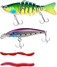 Gah Fishing Lure Kit Hard Baits Minnow,Crankbaits with Tackle Box,7 Knots Multi Jointed Swim Baits for Bass Pike Trout Salmon fit Saltwater and Freshwater Bionic Fish Food