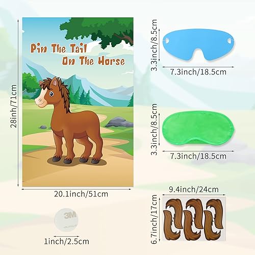 Miniatura 2 de Hxezoc Pin The Tail On The Horse Game para niños, póster de caballo grande, juegos de fiesta para niños, decoraciones de fiesta de cumpleaños,