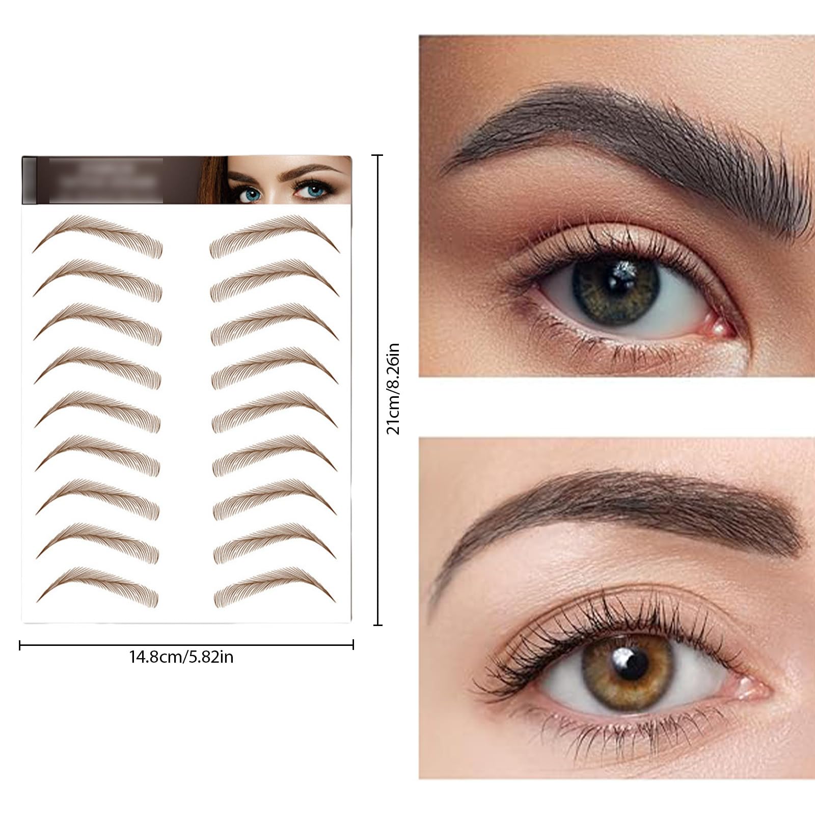 AWAVM 7Sheets/77Pairs 4D Hair-Like Tattoo Stickers Waterproof Natural Fake Eyebrow Stickers,Long Lasting Eyebrow Grooming Shaping Perfect for Women and Girls (Brown-12) - Image 2